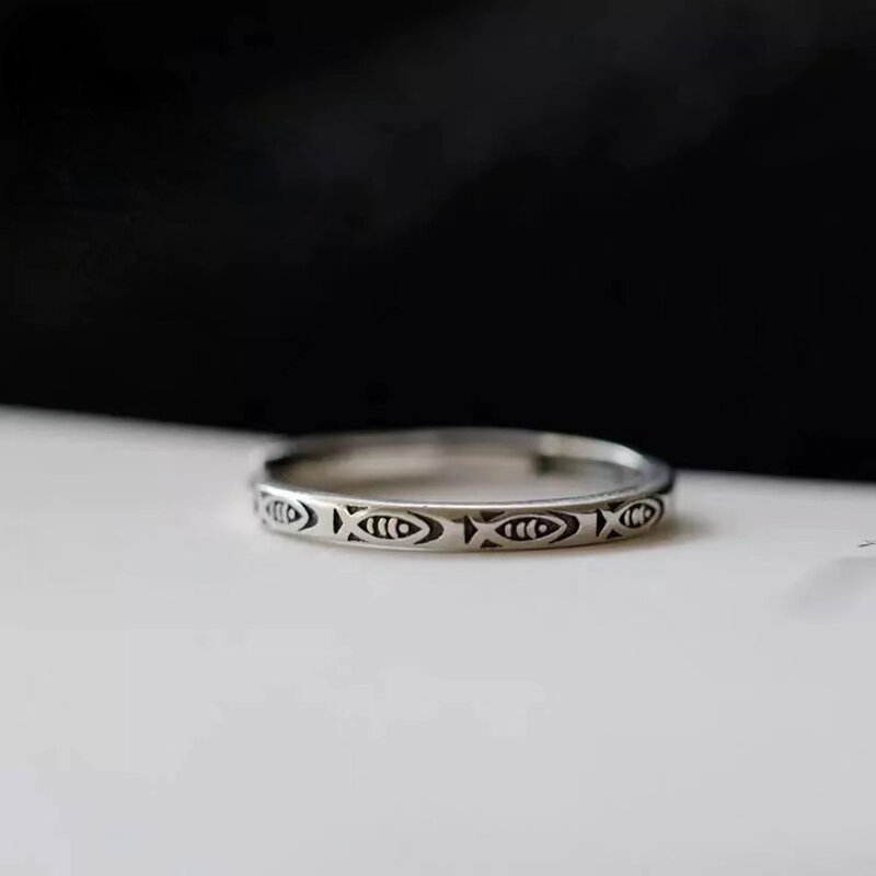 Cor de prata do vintage koi anel unissex moda aberto anel personalidade simples banquete jóias acessórios