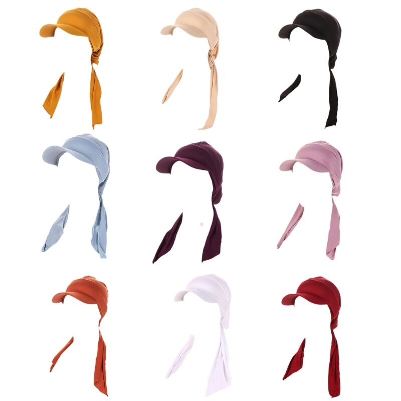 Moda hijabs para as mulheres muçulmano macio estiramento envoltório chapéu câncer quimio turbante tampas de volta laços fechamento dxaa