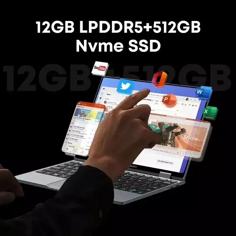 CHUWI MiniBook X 2 w 1 Laptop Tablet Intel N100 10.51 "FHD IPS Screen 12GB LPDDR5 512G SSD Windows 11 Notebook 1200*1920