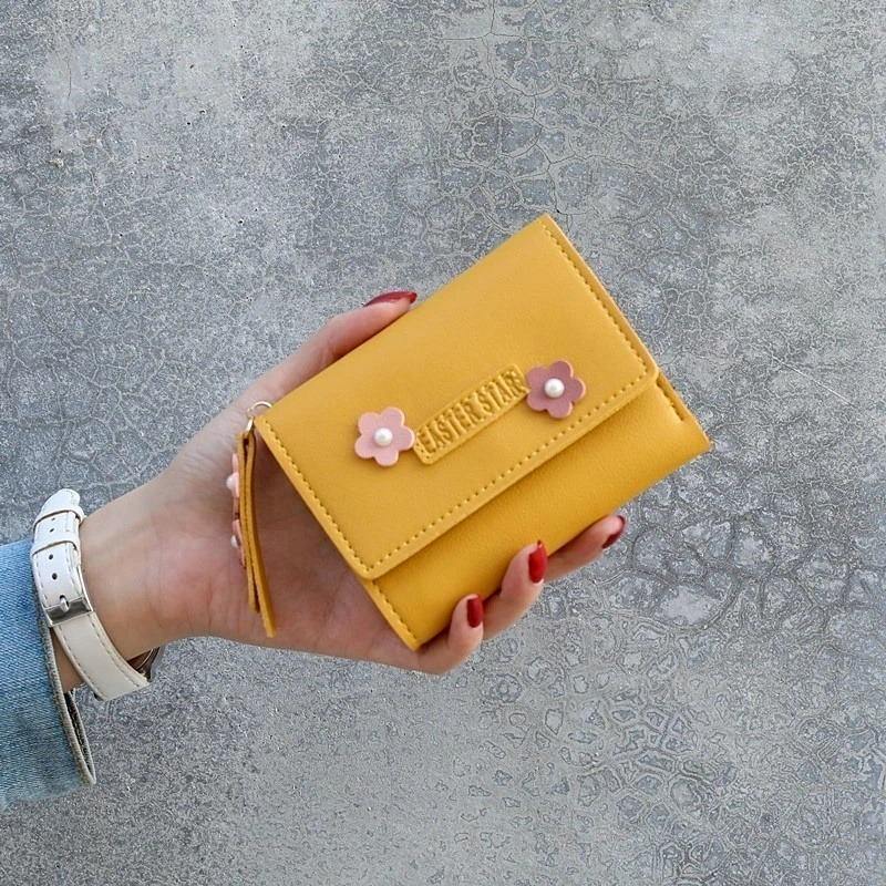 Short Japanese and Korean Buckles Soft Wallet Fashion Mini Fold Card Bag Simple New Small Purse
