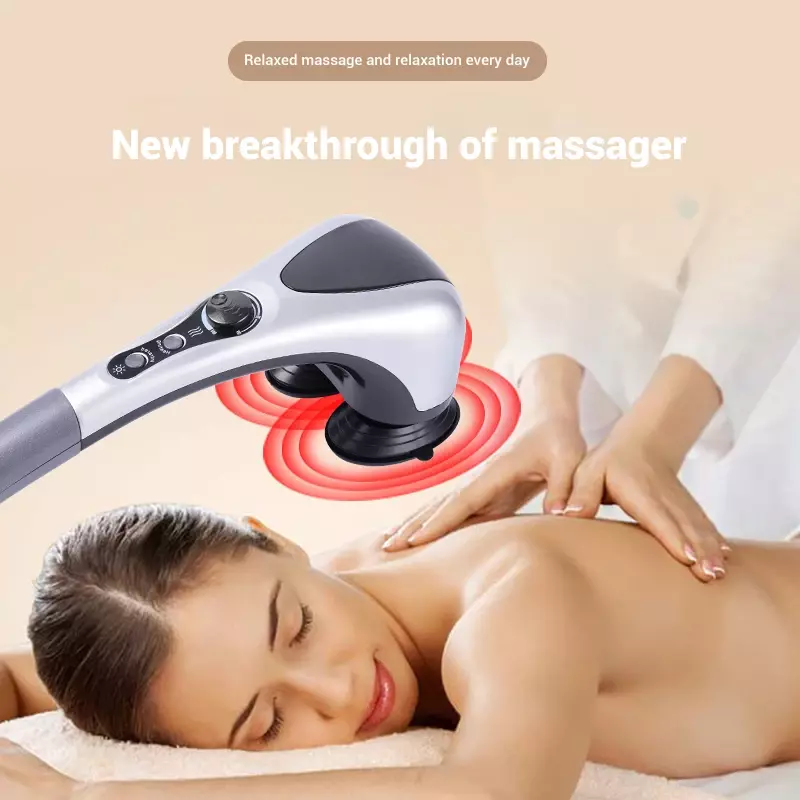 Masajeador de espalda eléctrico de mano, martillo de calefacción infrarroja con doble cabezal utilizado para masaje de cuerpo completo, alivio del dolor