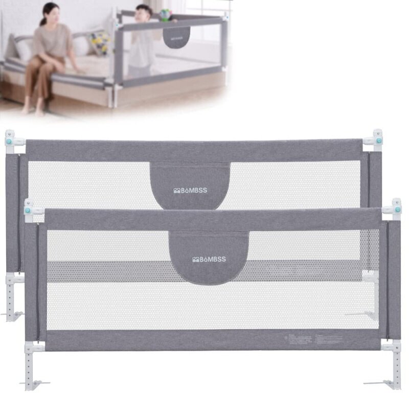 MBQMBSS 2 pak pelindung rel tempat tidur balita, untuk tempat tidur ukuran King dan Queen, pagar samping pelindung stabil untuk anak-anak