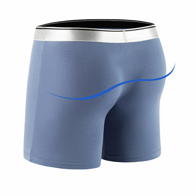 Men Modal Underwear Long Legs Boxer Shorts Sport Breathable Bulge Pouch Brief Fitness Soft Comfortable Elastic Panties Quick-dry