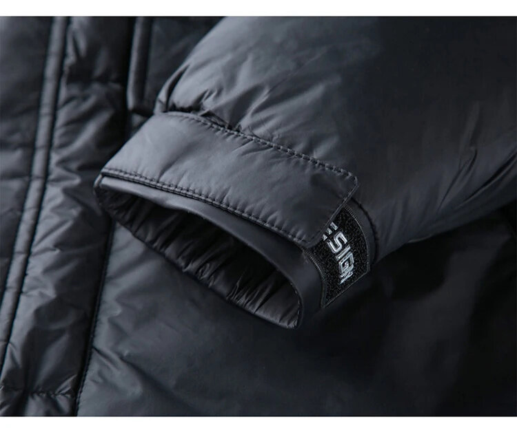 Hooded Winter Down Jacket Men Mid Long Puffer Jackets Thick Outdoor White Duck Warm Soft Coats Big Pockets Casual Black Parkas