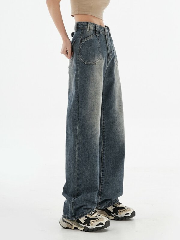 Baggy Denim Mom Jeans Women High Waist Vintage Cargo Pants Casual Streetwear Harajuku Straight Leg Jeans Femme