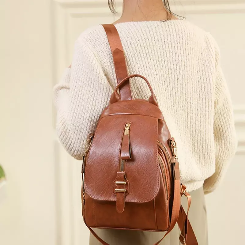 2024 skórzane plecaki damskie torebka Vintage na ramię plecak damski plecak podróżny Mochila torby szkolne dla dziewczynek