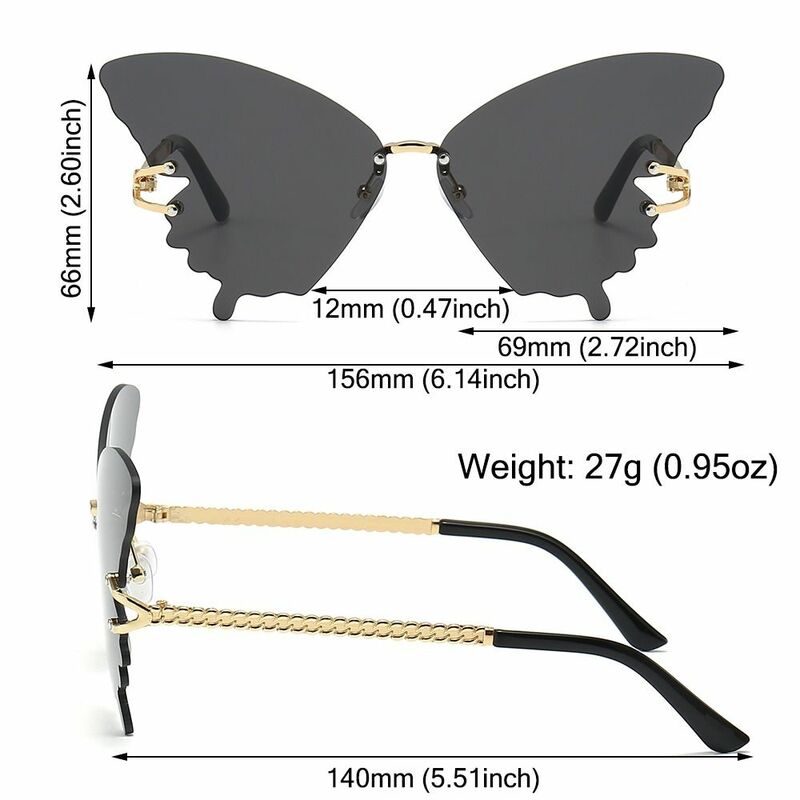 Женские солнцезащитные очки без оправы, в металлической оправе, с градиентом