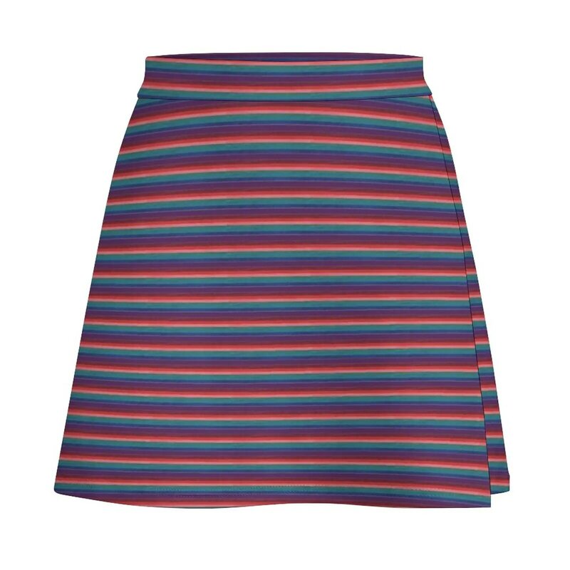 Muted Rainbow Horizontal Stripes on Berry Mini Skirt summer dresses for women 2023 dresses summer woman 2023