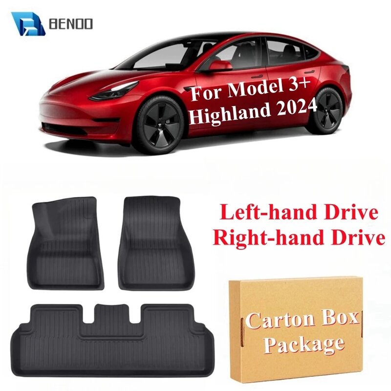 Для Tesla Model 3 + Highland 2024 напольные коврики LHD RHD для любых погодных условий автомобильные напольные подкладки для багажника