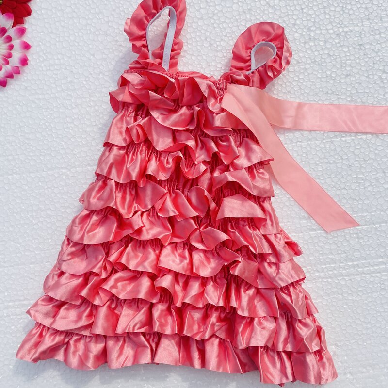 Новинка, летнее пушистое 3-слойное кружевное платье с цветочным рисунком для маленьких девочек, одежда для новорожденных, одежда без рукавов для свадьбы и конкурса, костюмы для детей