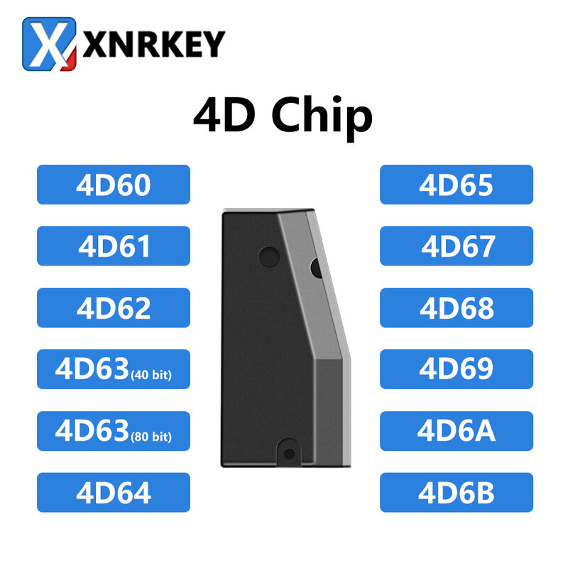 XNRKEY 자동차 키 트랜스폰더 칩, 블랭크 칩, 4D60, 4D61, 4D62, 4D63, 40Bit, 4D63, 80Bit, 4D64, 4D65, 4D67, 4D68, 4D69, 4D6A, 4D6B