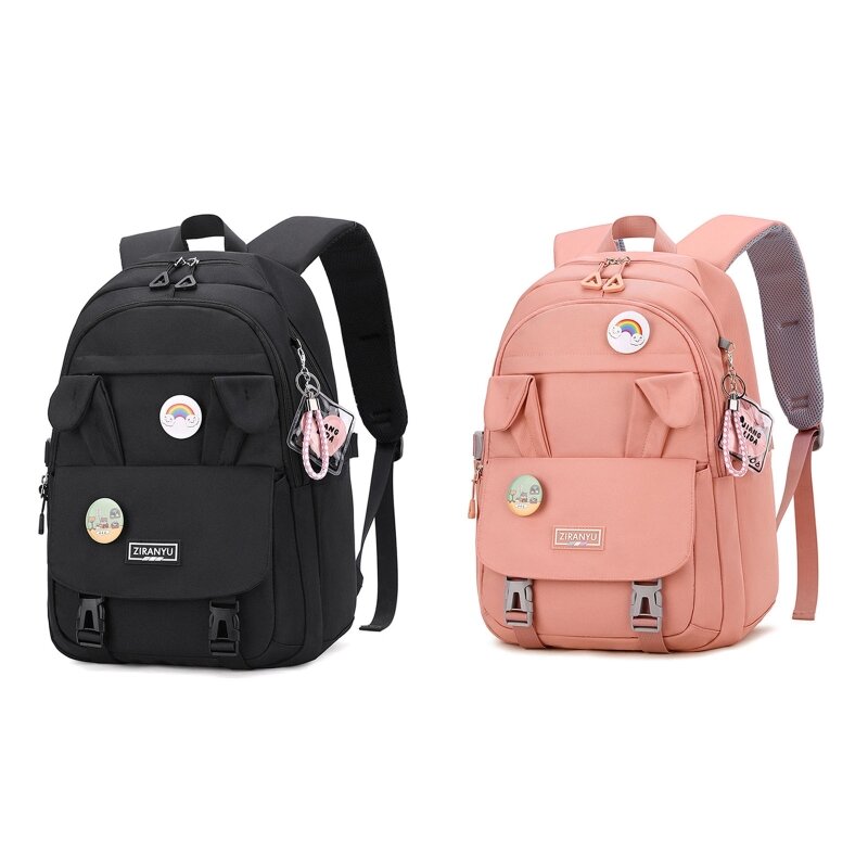 Schul-Büchertasche, niedlicher Hasenohren-Rucksack für Teenager-Mädchen, große Kapazität, niedlicher Studenten-Tagesrucksack,