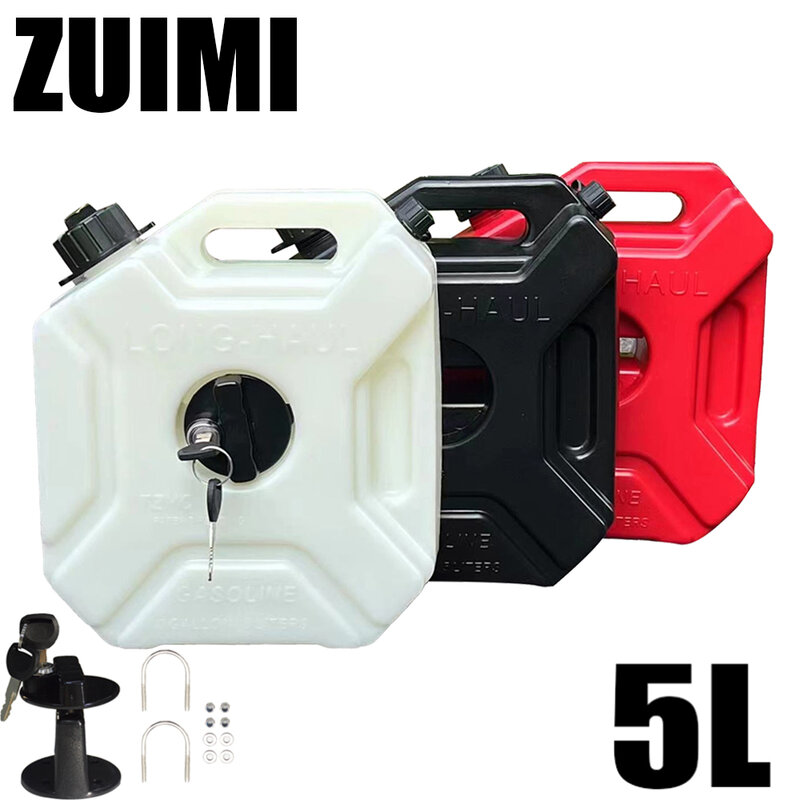 5L Custom White Fuel Tank Plastic Petrol Can Car Jerry Can Motorcycle Jerrycan Gas Can Gasoline Oil Container Fuel Canister