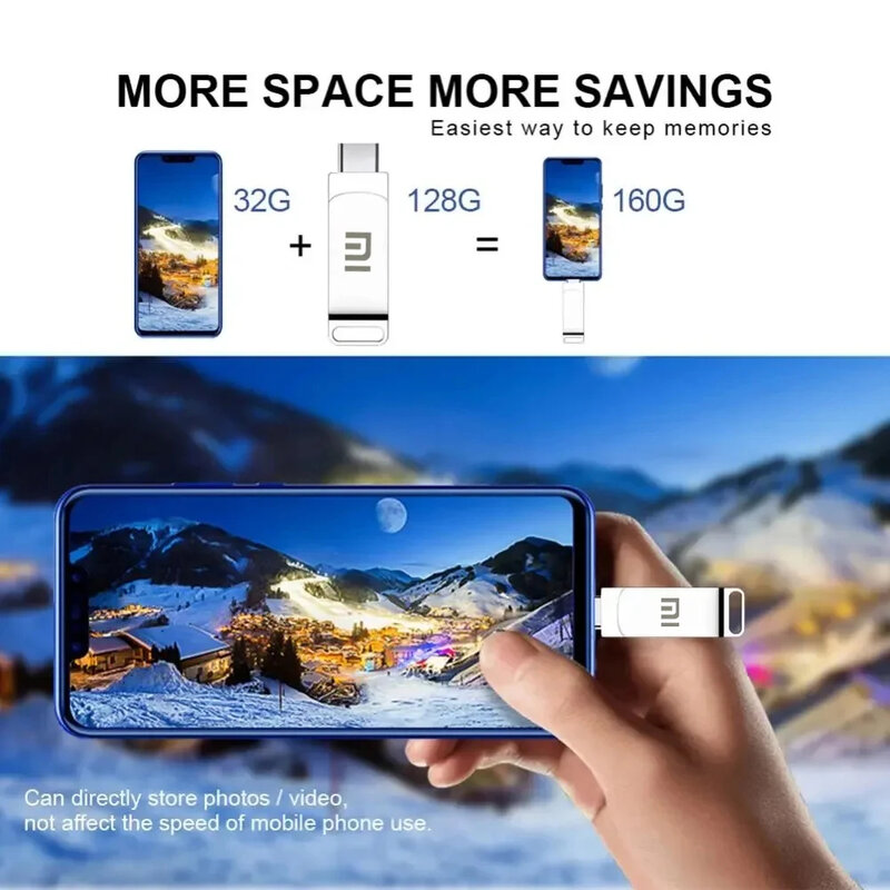 Xiaomi-High Speed Metal Flash Drives, Transferência Pendrive, Cartão de Memória, Disco Flash, Bastão Impermeável, 16TB, USB 3.2, 2TB