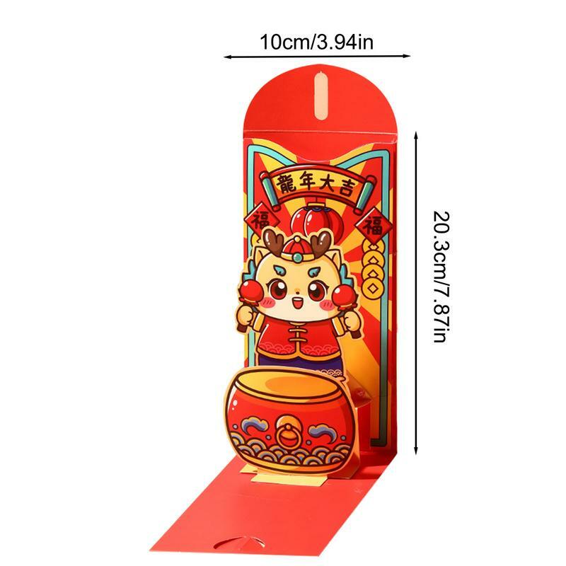 2024 sacchetto di busta di denaro fortunato 3D drago cinese capodanno tasca rossa regali tradizionali di Festival di primavera per la famiglia degli amici