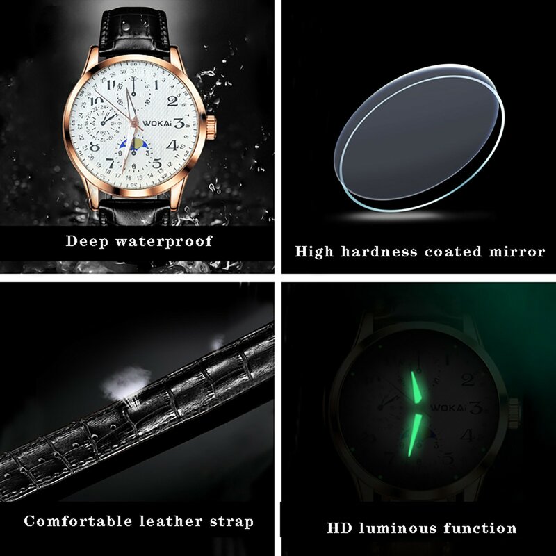 Reloj Hombre De Lujo Men's Luminous Waterproof Watch Quartz Leather Wristband Watch Gift Watch Montre Homme ساعات 시계