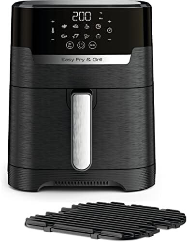 Fry XXL Air Fryer & Grill Combo con Touch Screen, 8 programmi preimpostati, 5.9 quarti, nero e acciaio inossidabile