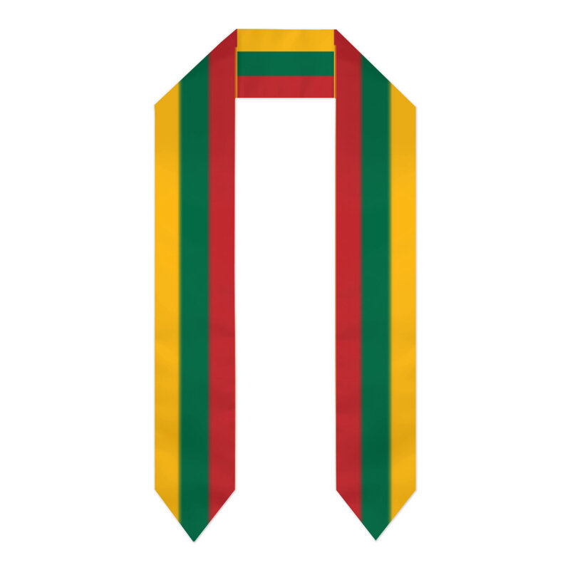 Selendang Kelulusan Bendera Lithuania Selendang Syal Mencuri Safir Biru dengan Pita Aksesori Gaun Bujangan Strip Bintang 180*14Cm