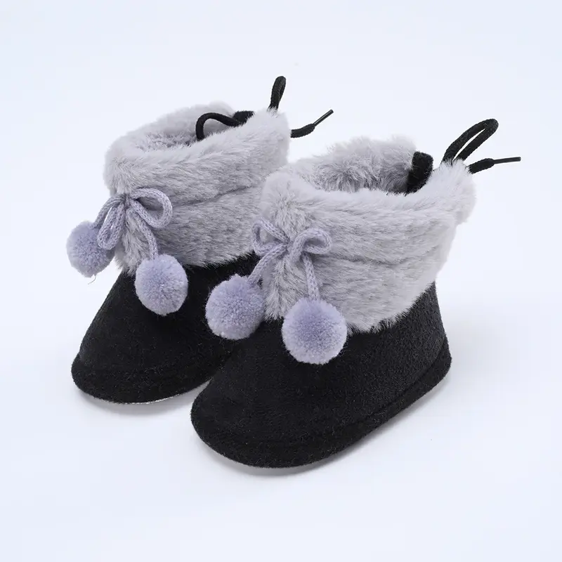 Botas cálidas para recién nacidos, zapatos de invierno para primeros pasos, botas de nieve de piel de suela suave para niños de 0 a 18 meses