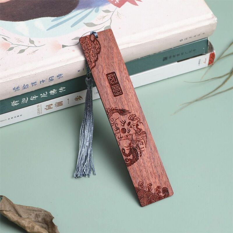 Segnalibro classico in legno di Redwood che intaglia semplice regalo aziendale in stile cinese Vintage scavato per studenti di cancelleria da lettura