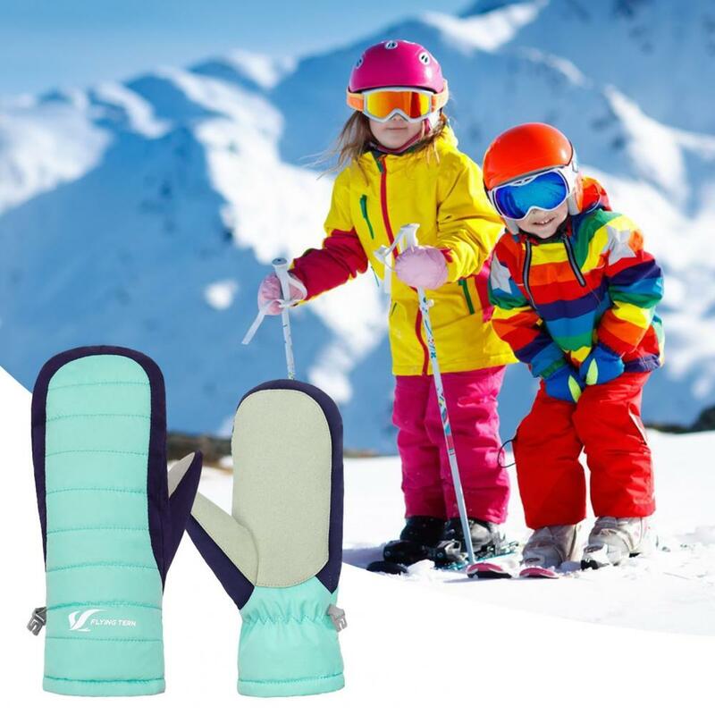Guantes de esquí a prueba de viento para niños, manoplas de nieve impermeables, forro polar cálido, Ideal para niños y niñas, clima al aire libre, térmico