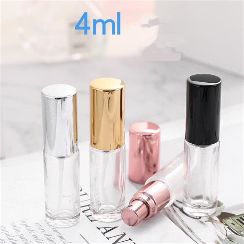 20/50PCS 4ML Gold Black Portable Mini Glass Perfume Bottle Empty Cosmetics Bottle Thin Glass Vials Spray Bottle 2#