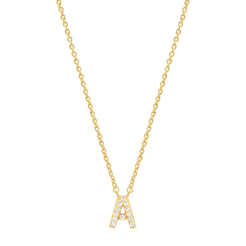 Collar con colgante de 26 letras de plata S925 para mujer, cadena con diseño de circonita con incrustaciones, versátil, a la moda, gran oferta
