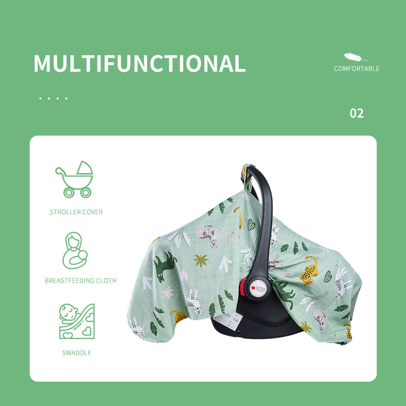 Happyflute – siège de voiture en coton et bambou pour bébé, protection solaire et coupe-vent, 2 couches de mousseline gaze, housse d'allaitement pour maman