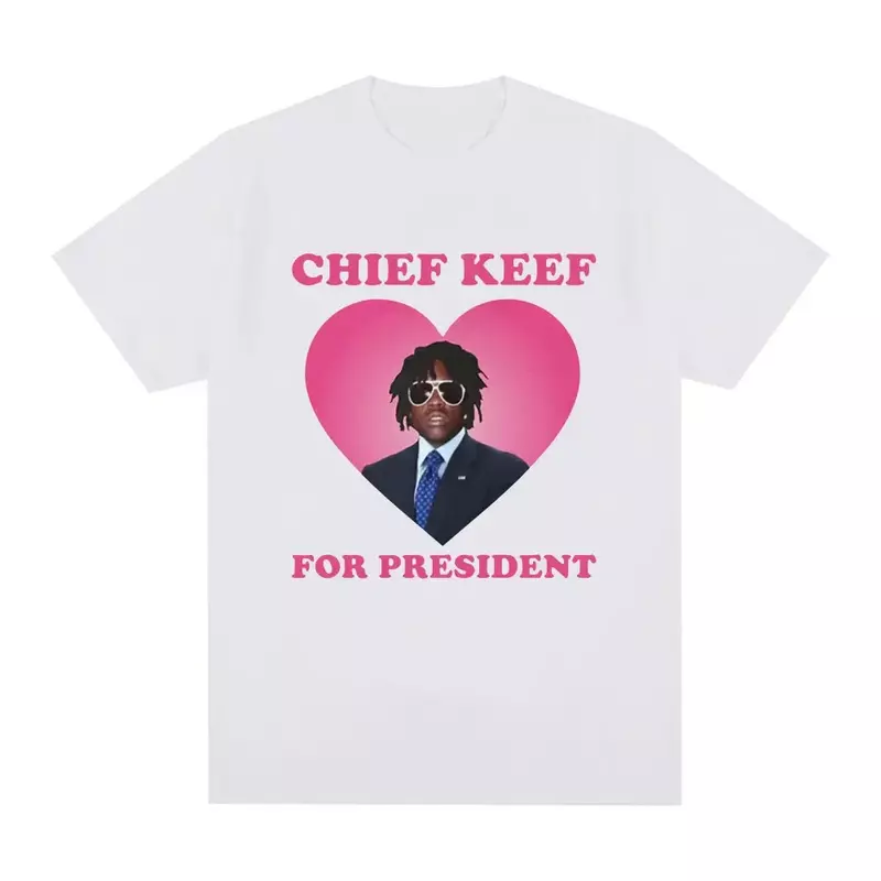 Rapper chefe Keef masculino para presidente, camiseta de manga curta, streetwear estético de grandes dimensões vintage, moda casual