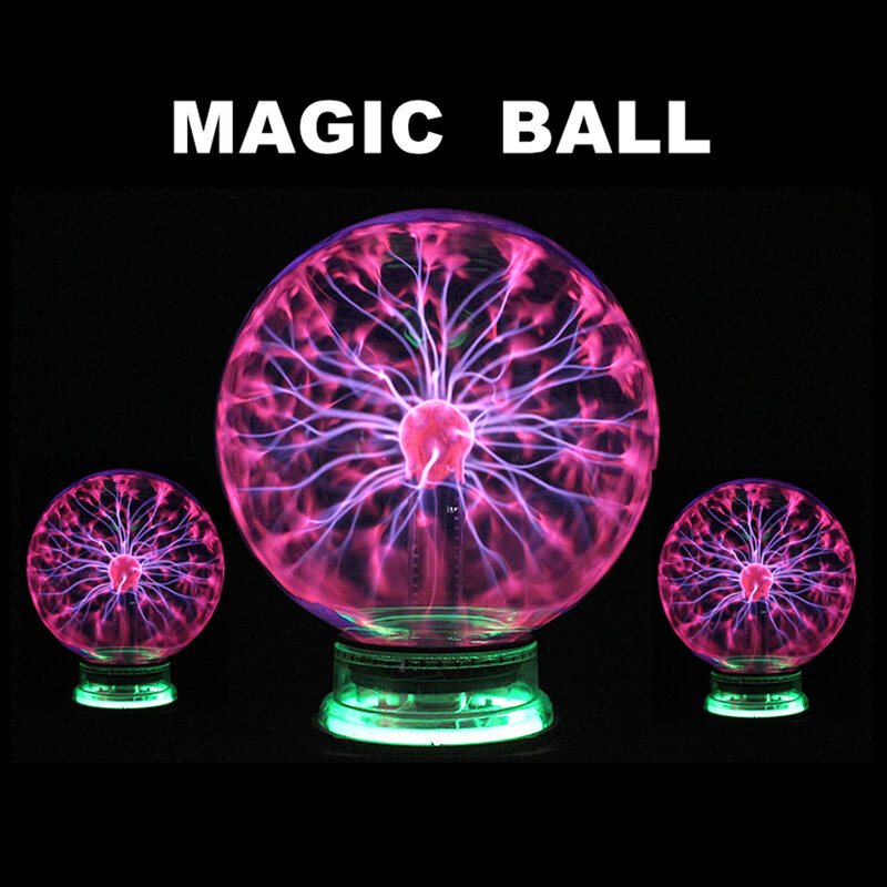 Bola de Plasma mágica de 220V para niños, luz LED nocturna de 4/5/6 pulgadas, lámpara táctil, decoración de Navidad, regalo