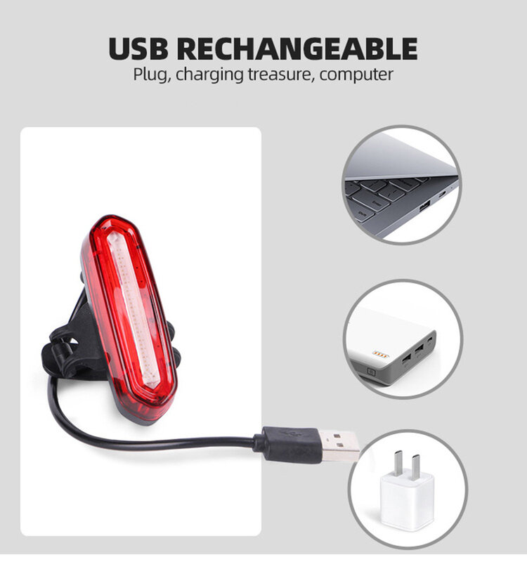USB recarregável bicicleta cauda luz, impermeável, levou, frente, traseira, montanha, equitação, ciclismo, lâmpada