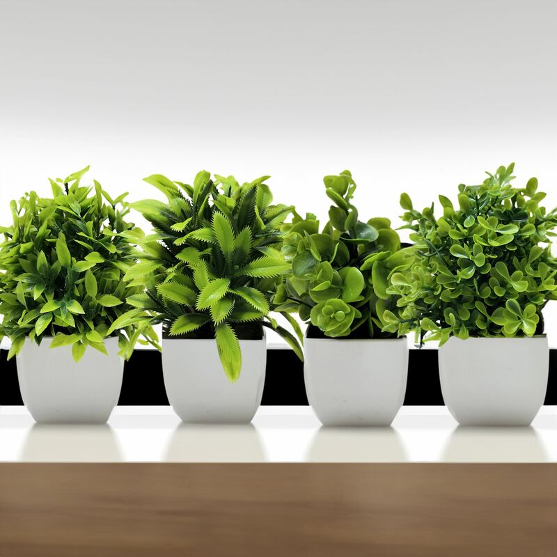 Planta em vaso artificial para mesa de escritório e decoração de mesa Árvore de plástico Peitoril da janela Planta em vaso falso Decorações de jardim