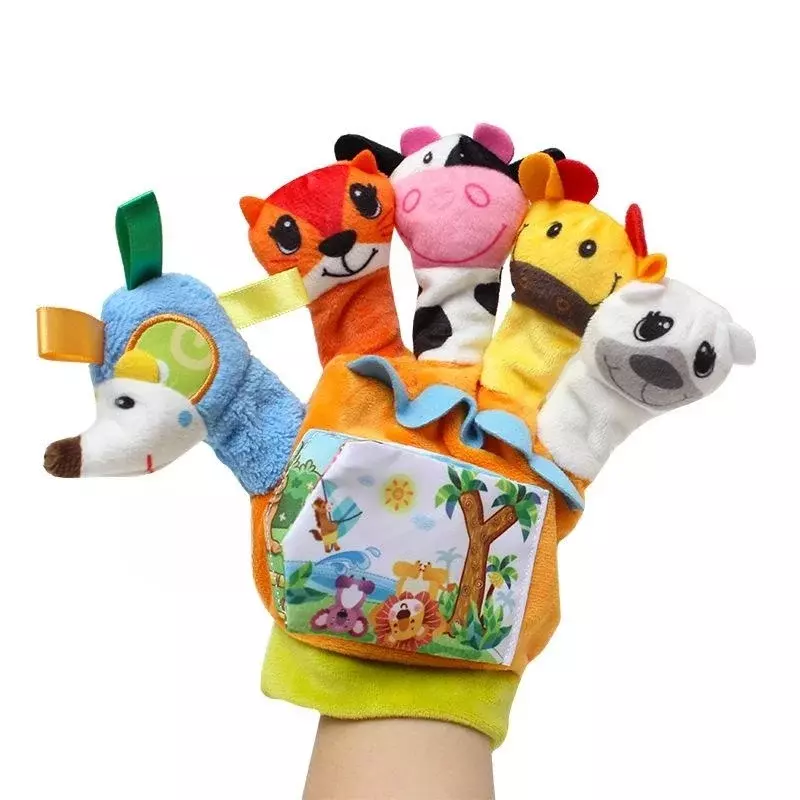 Baby Toy Cartoon Animal Puppet Finger Cover With Cloth Book Hand Puppet Gloves Early Education ParentI Kids Interaction Gloves