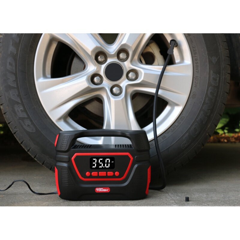 Hyper Tough Dual Power Digital Inflator for P195/65R15 Car Tire, Car-DC 12V or Home-AC 120V