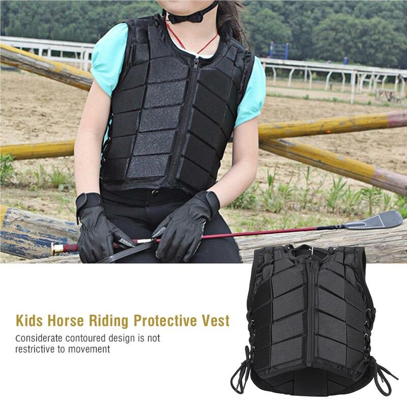 Crianças cavalaria colete, tamanho livre, zíper protetor ajustável, respirável, sem mangas, estudante coletes equipamento