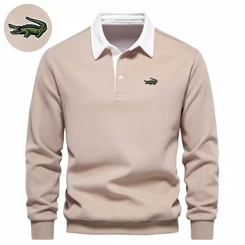Neue Herbst mode Design Polo-Ausschnitt Sweatshirts für Männer lässig und sozial tragen Qualität Baumwolle Herren Sweatshirts