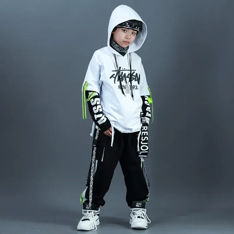 Pak Meisjes Jongens Knappe Hiphop Boy Jazz Danskostuums Jongens Hiphop Mooie Mode Kostuums Kids Outfit Cos Kinderdans