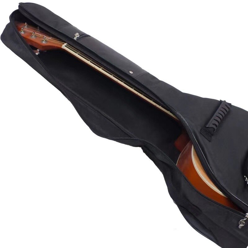 1個黒防水ダブルストラップ41 "アコースティックギターのバックパック5ミリメートル厚さでギグバッグケーススポンジパッド