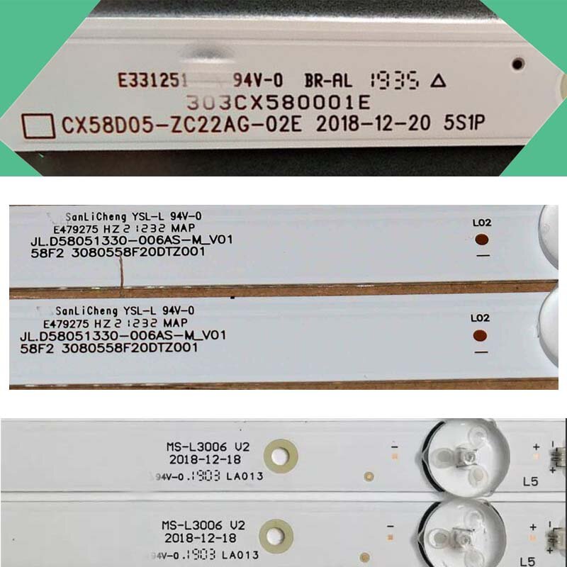 Tiras de luz LED para Skytech, ST-6040U, barras, bandas para STARLIGHT 58DM7500, fita de matriz, MS-L3006 V2