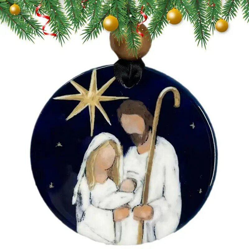 Szopka wisząca ozdoby 2D akrylowe zawieszki ozdobne na choinkę urodzenia jezusa 2023 świąteczne materiały świąteczne