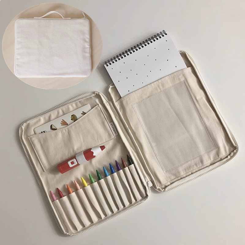 Children's Paintbrush Canvas Storage Bag Art Students Outdoors Sketch Multi-functional Crayon Painting  Stationery Storage Bag