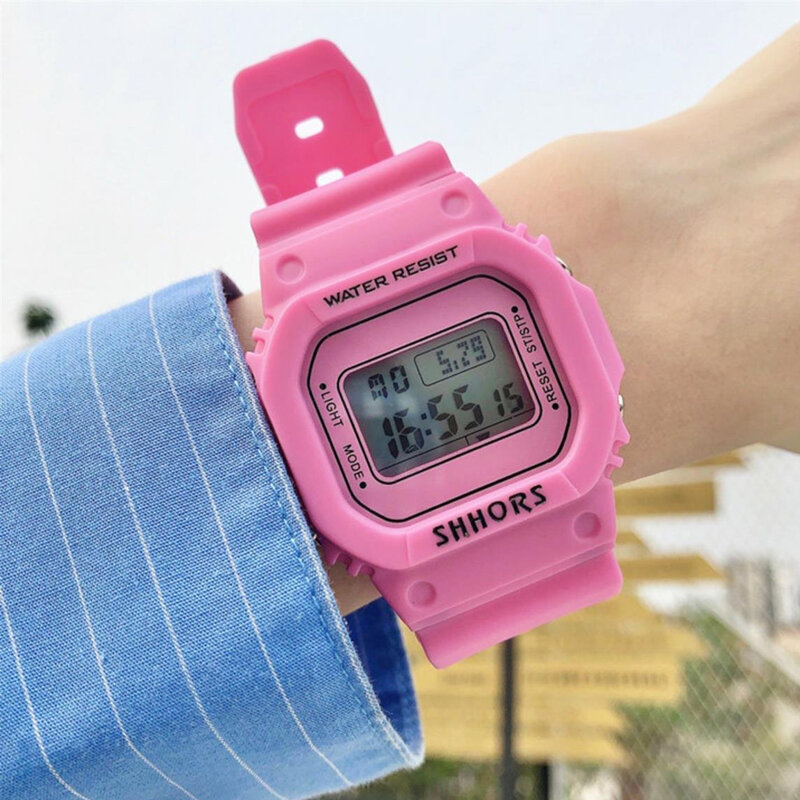 موضة ساعة رقمية شفافة مربع النساء الساعات الرياضية مقاوم للماء ساعة إلكترونية Reloj Mujer ساعة دروبشيبينغ