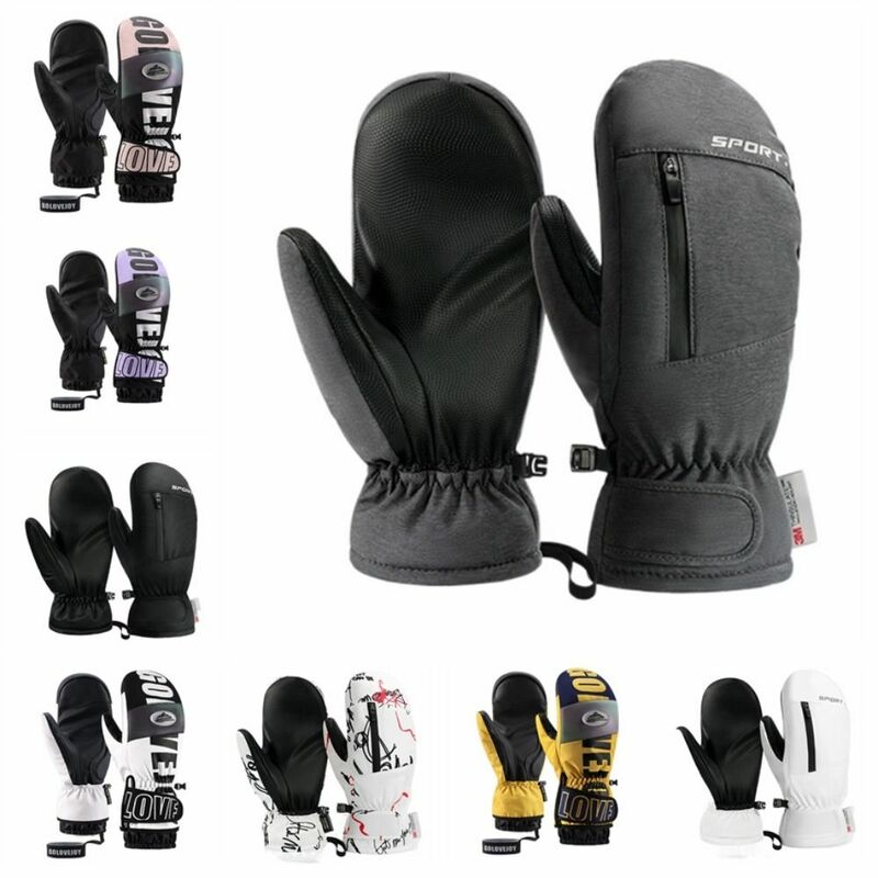 1 Pair Waterproof Skiing Gloves Outdoor Sports Professional Windproof Snow Gloves Breathable Thick Warm Gloves Snowmobile