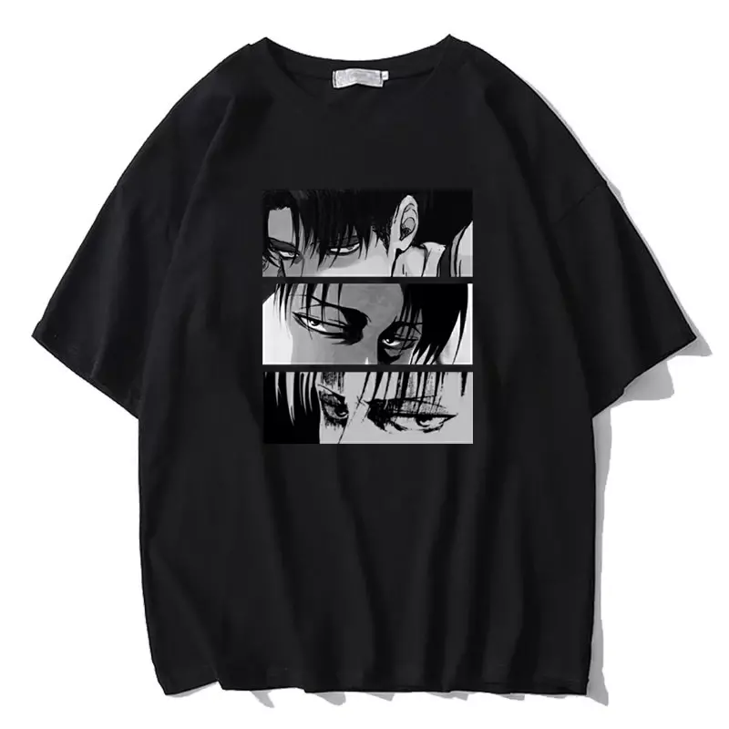 여성 만화 티셔츠, 일본 애니메이션 공격 타이탄 레비, 애커맨 아이 펑크 탑, 하라주쿠 루즈 고딕 반팔, 유니섹스 티셔츠