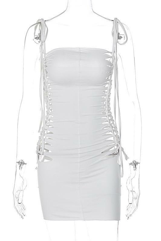 Letnia seksowna sukienka Mini damska bez rękawów bandażowa sukienka Y2k 2023 wycięta odzież do klubu na imprezę 26424