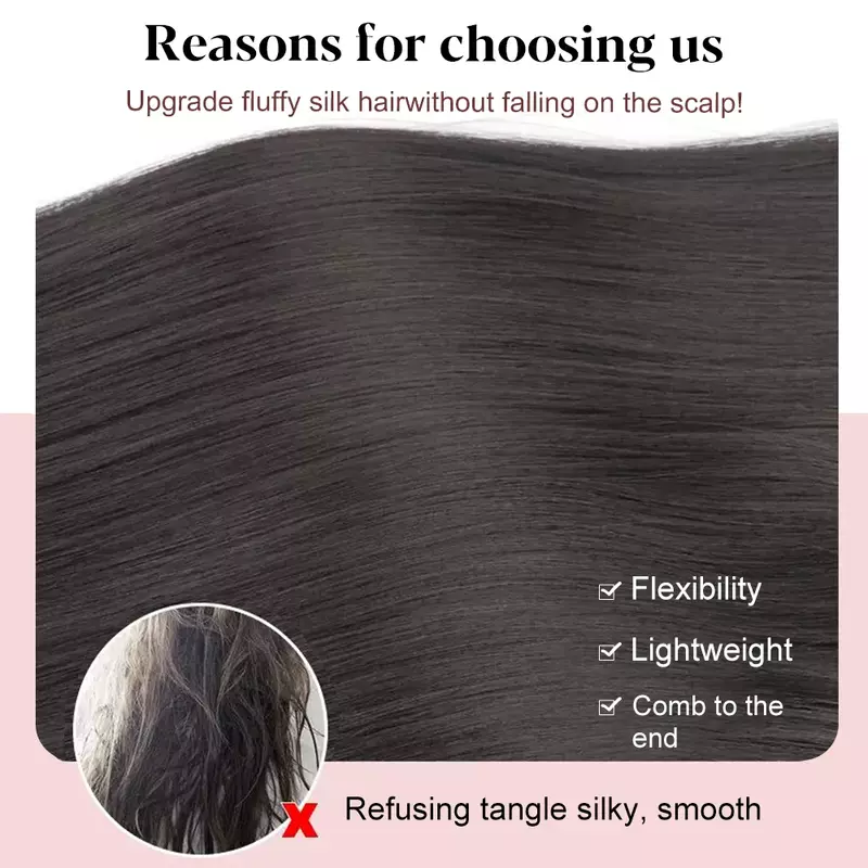ALXNAN HAIR sintetico a forma di V estensione dei capelli di un pezzo parrucchino ondulato di colore naturale nero