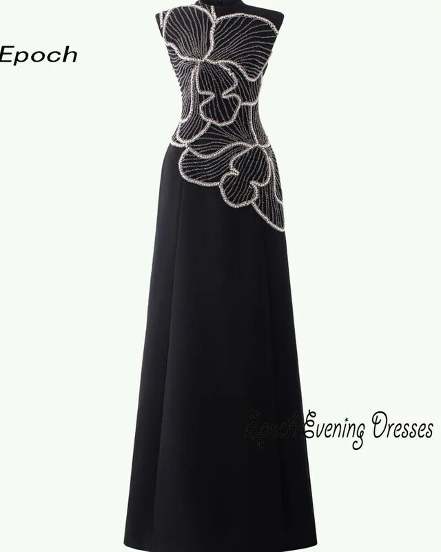 Vestido de noite elegante com decote em o para mulheres, vestido de cristal reto sexy preto, luxuoso e elegante, novo