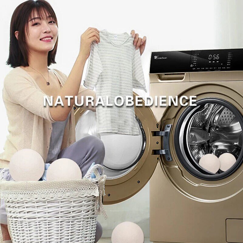 1/3/4/6 buah bola pengering wol dapat digunakan kembali, Aksesori mesin cuci bola bulu domba kain cucian rumah