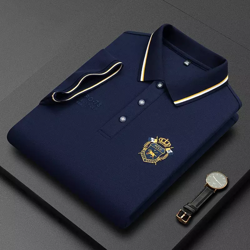 Neues Sommer mode Herren hochwertiges Polo kragen hemd Luxus besticktes kurz ärmel iges Oberteil