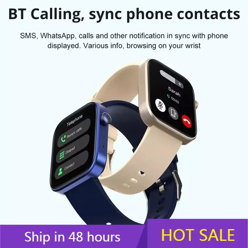 P71 Smartwatch com Chamada por Voz para Homens e Mulheres, Monitoramento de Saúde, IP68 Impermeável, Notificação Inteligente, Assistente, Novo